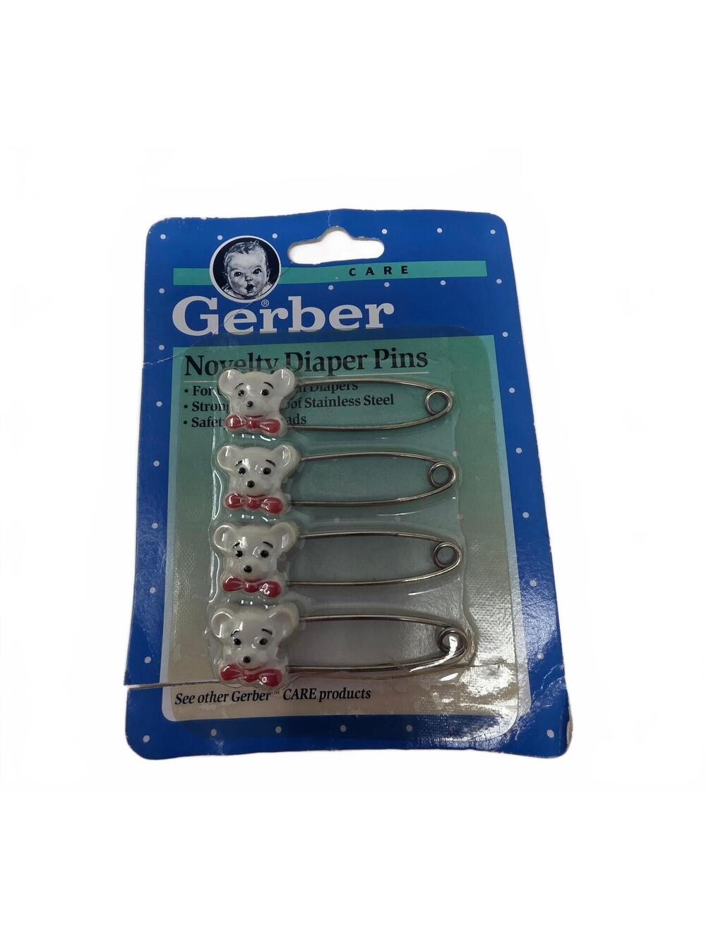 Vintage 1991 Gerber Teddy Bear Novelty Diaper Pins NOS Set of 4